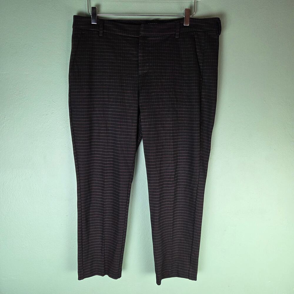 Liverpool Womens 14 Petite Kelsey Trouser Grid Ponte Ankle Knit Black Cranberry
